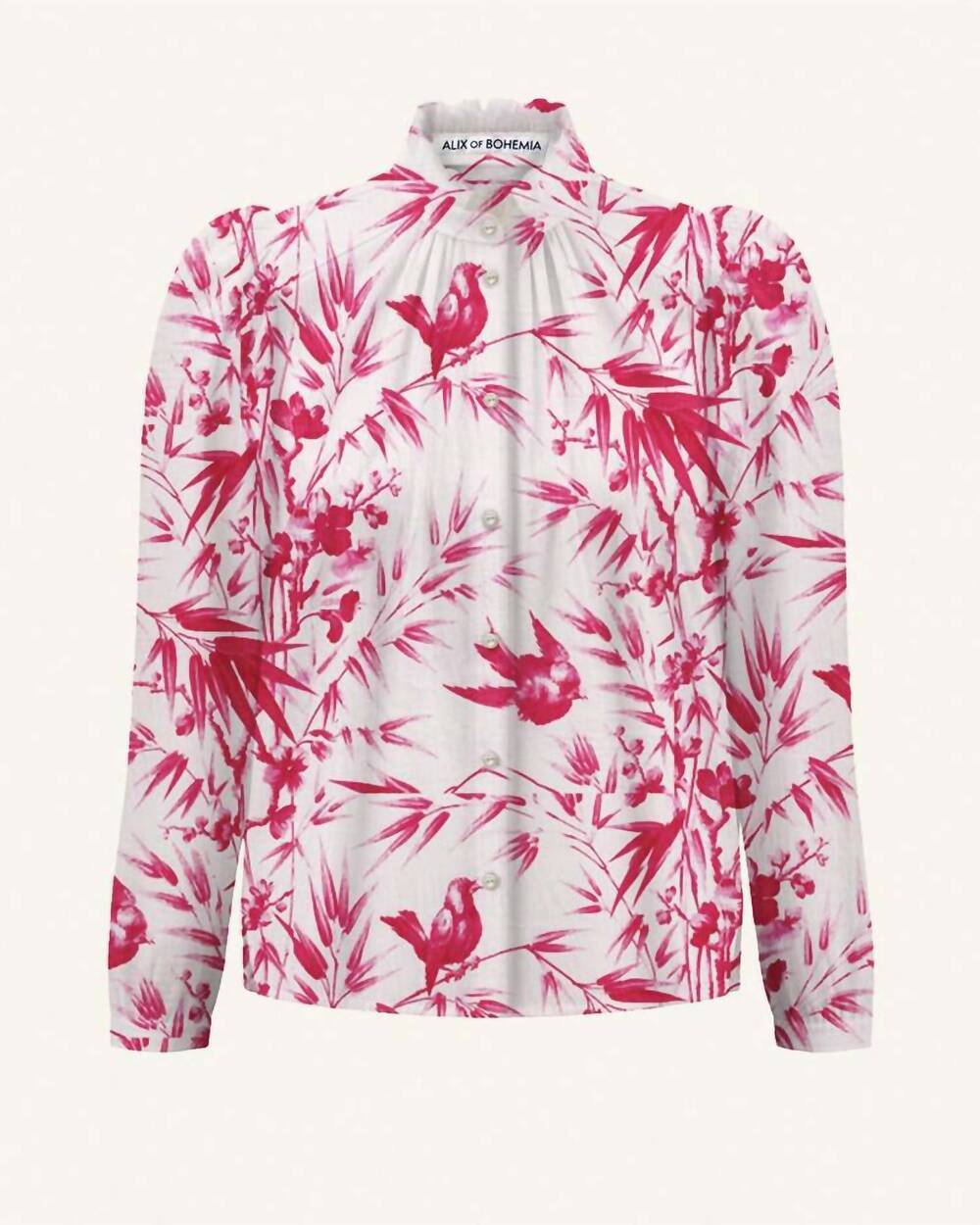 NEW ALIX OF BOHEMIA women's artemis rosette swallow shirt in off white